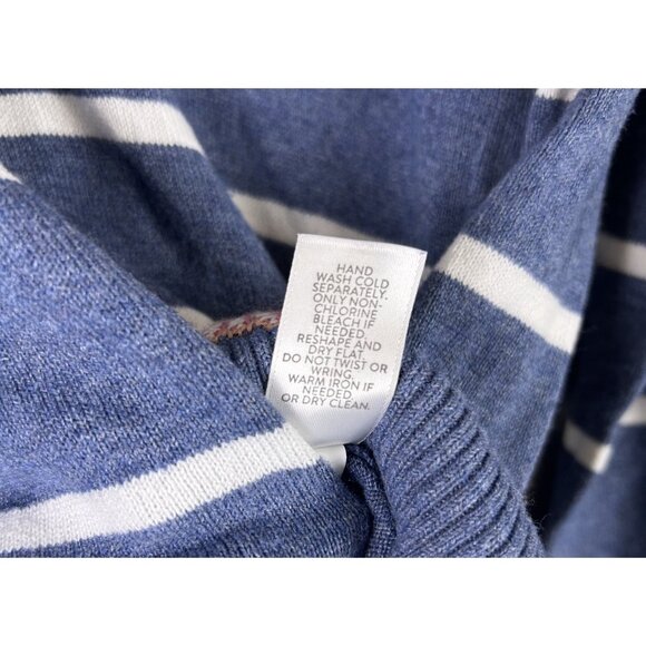 J. Jill Sweater Women’s X-Small Blue Striped Floral Embroidered Hooded Casual - Picture 8 of 9